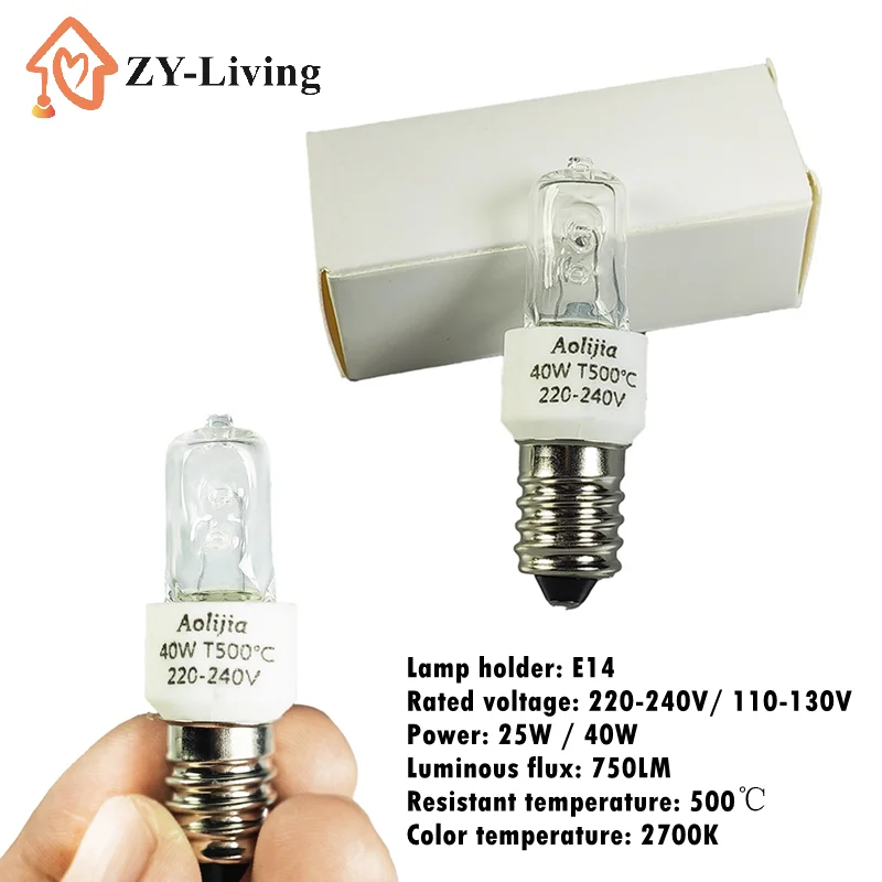 1 Pezzo Lampadina per Forno E14 25W/40W 220-240V, Lampada Alogena Sicura per Forno, Alta Temperatura 500°C ℃ Lampadina resistente per microonde e asciugatrice