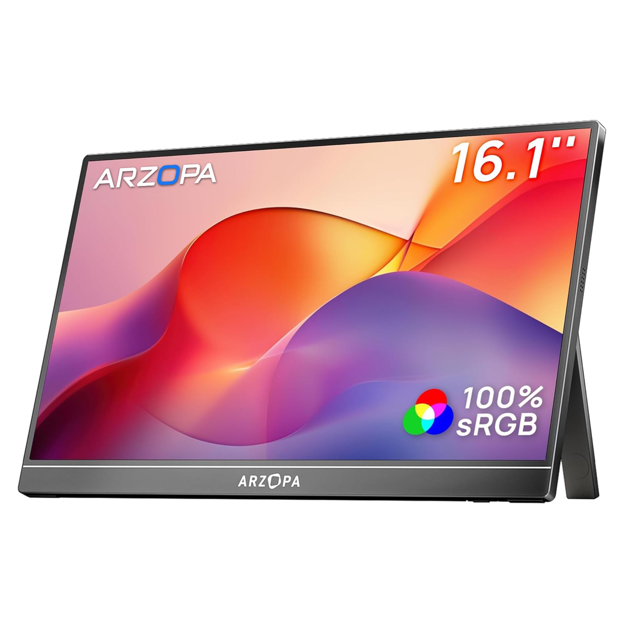 ARZOPA Monitor Portatile 16,1" IPS 100% sRGB | Schermo FHD 1080P | HDR10 | Ultra Sottile 9.3mm | Altoparlanti Integrati | Plug & Play per Laptop, PC, Mac, Console - Z1C