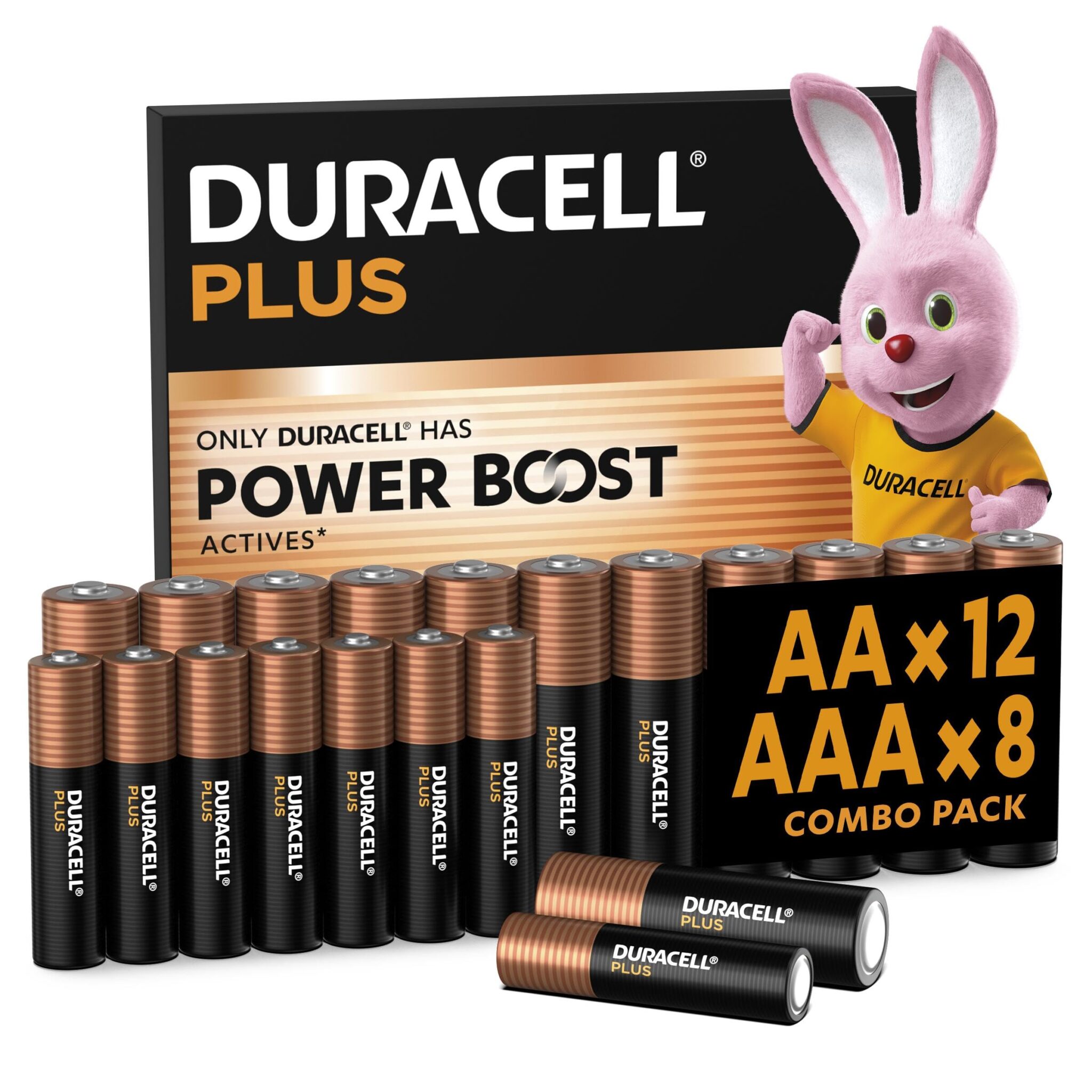 DURACELL Batterie Plus AA & AAA (Confezione combinata da 20) – Con POWER BOOST Actives – 0% di plastica nella confezione – Garanzia di 10 anni nell'ambiente di stoccaggio - MN150/…