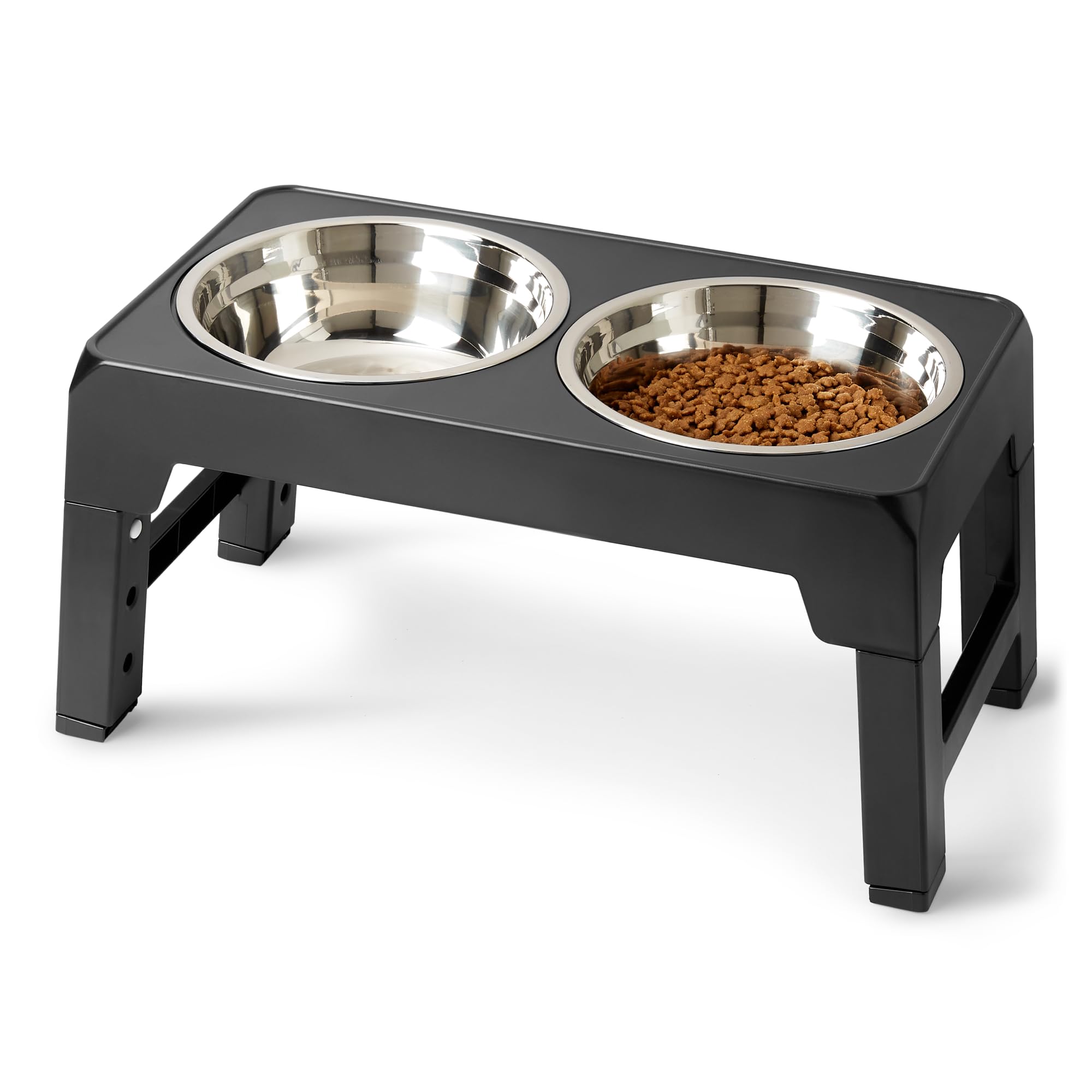 Amazon Basics, Supporto rialzato per Ciotole per Cani, Ciotola rialzata Regolabile in Altezza, Ciotole in Acciaio Inossidabile, Antiscivolo, mangiatoia per Animali Domestici, 44 x…