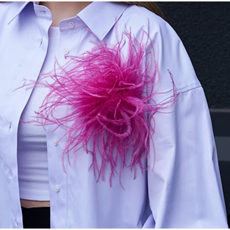 Spilla Premium in Piuma di Struzzo, Spille Colorate per Risvolto, Fermagli per Sciarpe per Uomo e Donna, Accessori di Lusso per Abbigliamento e Gioielli, Regalo 2028