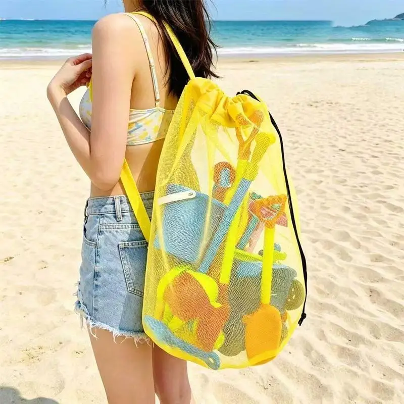 Borsa da Spiaggia Portatile a Rete di Grande Capacità, Traspirante e Pieghevole, 1 Pezzo, per Giocattoli da Spiaggia e Feste in Piscina per Bambini