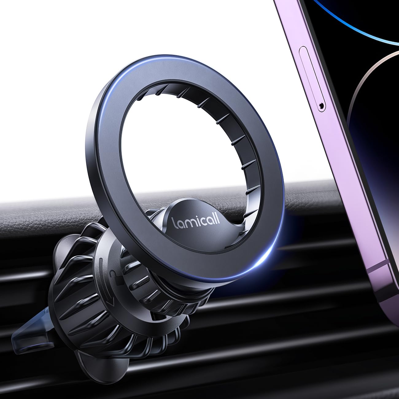 Lamicall Porta Cellulare Auto Calamita, [20 x N52 Magneti] 360°Rotazione | Gancio Metallico Aggiornato, Supporto Magnetico Telefono per Presa d'Aria per iPhone 17 16 15 14 Pro Max…