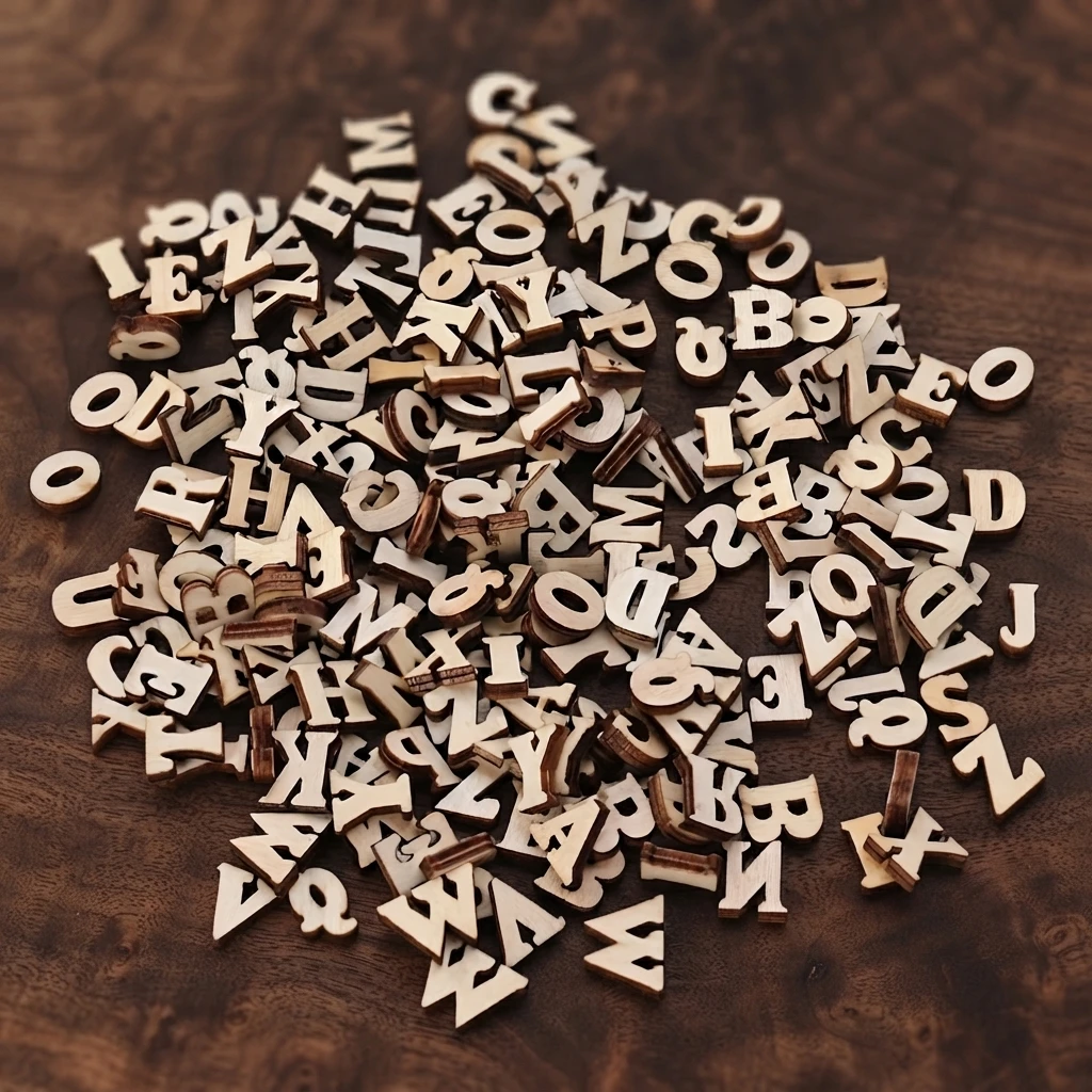 100 Pezzi di Lettere e Numeri in Legno Misto dalla A alla Z per Progetti Fai-da-Te, Matrimoni, Feste e Decorazioni per la Casa (Lettere in Inglese)