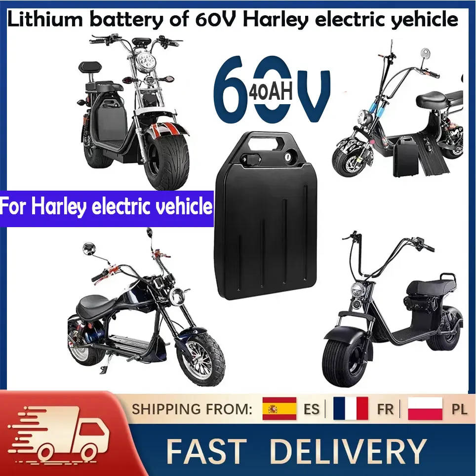 Per Harley 60V40AH, batteria al litio 18650, pacco batteria al litio, adatto per motori inferiori a 3000W, spedizione dal magazzino in Polonia.