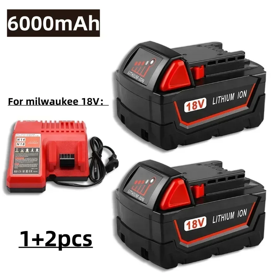 Batteria e Caricabatterie per Utensili Elettrici Milwaukee M18, 18V 9000mAh, BR, XC, 18V, M18B5, 48-11-1860, Batteria 18650 Integrata