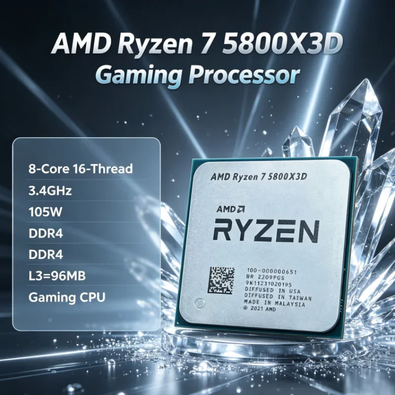 Processore Gaming AMD R7 5800X3D 96 MB 105W 7nm Ryzen 7 DDR4 CPU 3.4 GHz 8-Core 16-Thread