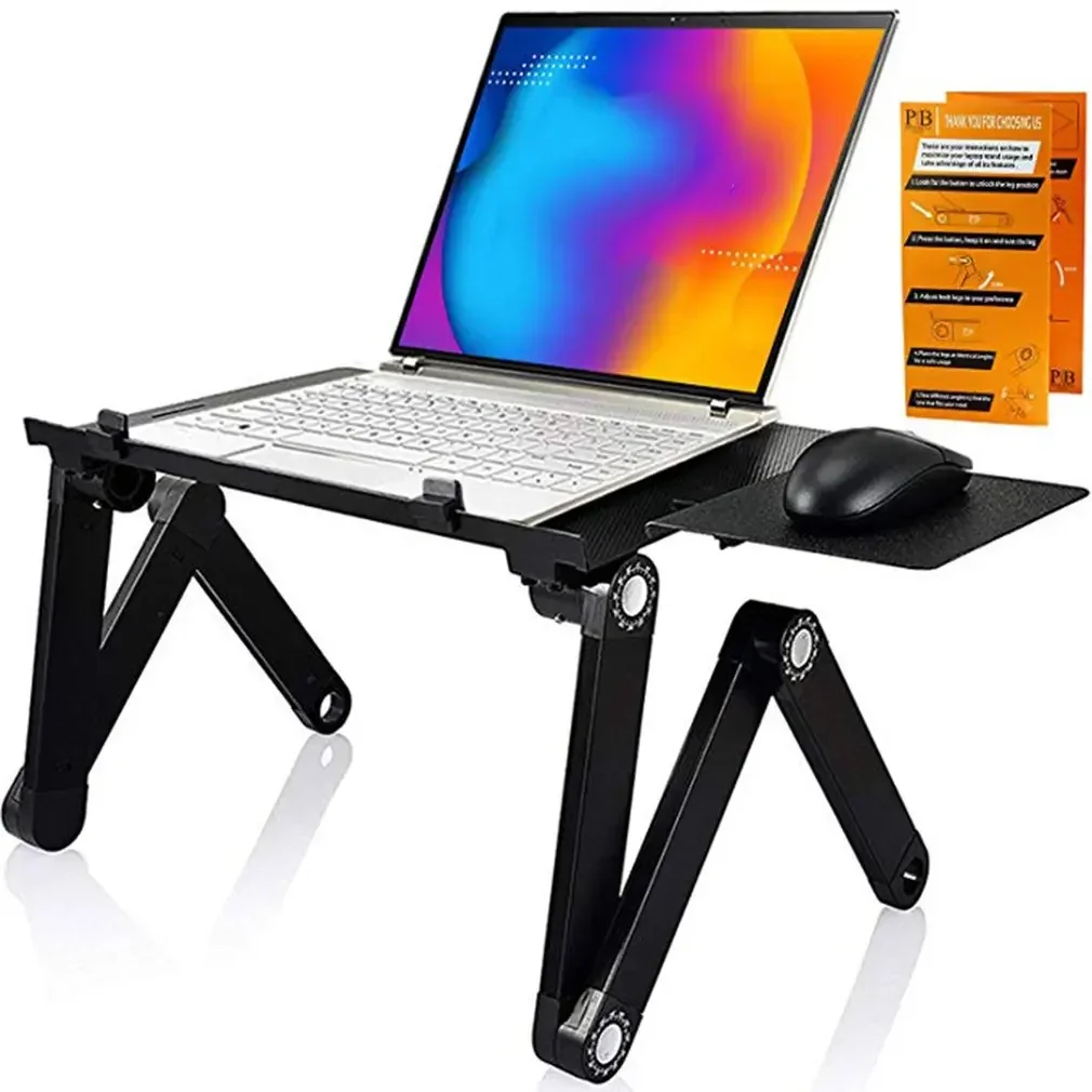 Tavolo per laptop pieghevole in lega di alluminio Supporto da tavolo per notebook con ventola di raffreddamento Letto Vassoio per laptop Scrivania Scrivania da studio Letto Scaffa…