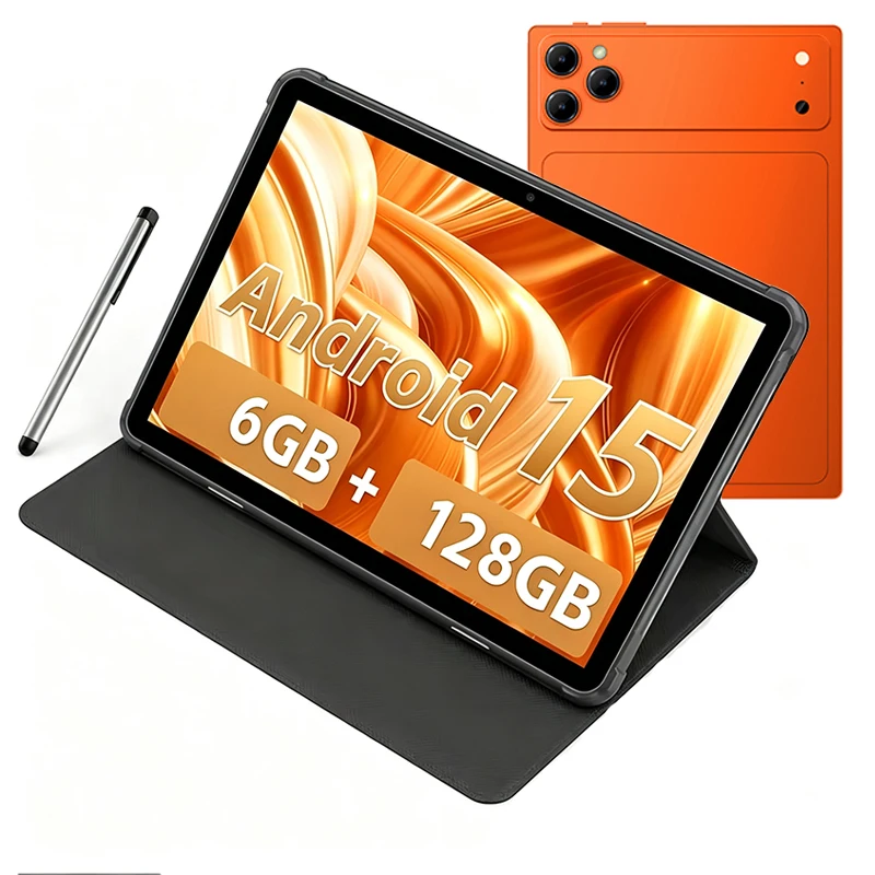 Tablet 10.1 Pollici Android 15 Octa-Core 6GB RAM 128GB ROM 1280x800 IPS Tablet PC WiFi 6 Bluetooth con Custodia Inclusa