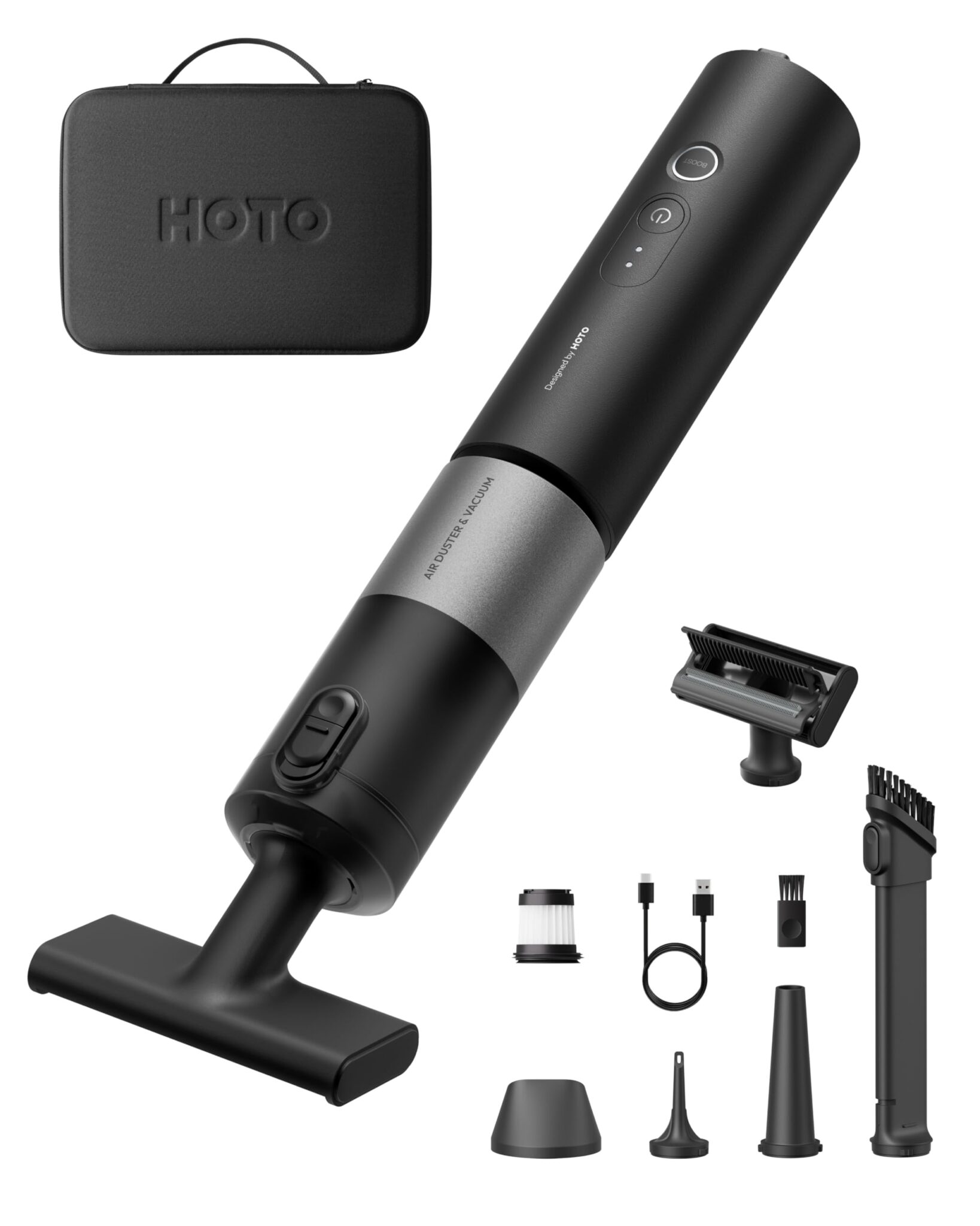 HOTO Aspirapolvere Auto Senza Fili, 20000Pa Mini Aspirabriciole Portatile | 4-in-1 Aspirapolvere Potente, 180ml Capacità, con Custodia, Aspira e Soffia, per Auto, Scrivania, Tasti…