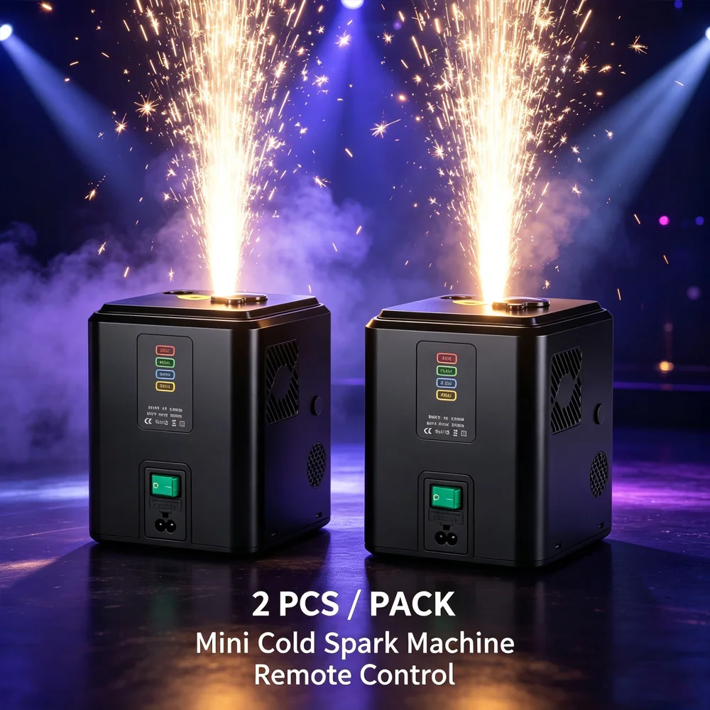 2 pezzi/lotto Mini Macchina a Scintille Fredde da 350W con Telecomando, Attrezzatura per Effetti Scenici per DJ, Discoteche, Club, Feste e Matrimoni