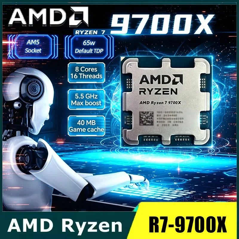 Processore CPU AMD Ryzen 7 9700X 3.8GHz 8-Core 16-Thread 40MB Socket AM5