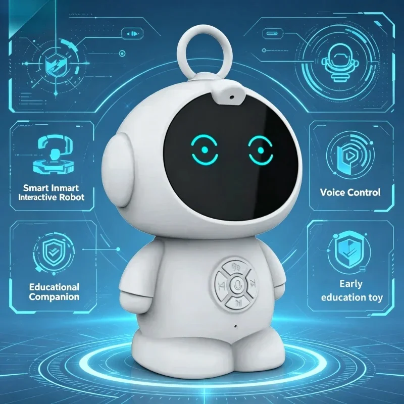 Robot AI Intelligente WiFi per l'Educazione Precoce dei Bambini, con Riconoscimento del Parlato e Interazione Vocale, Macchina Educativa per l'Apprendimento