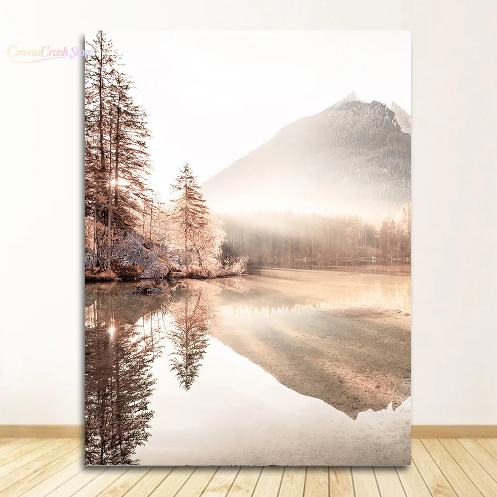 Poster Paesaggistico 2026, Dipinto su Tela, Arte Murale Moderna Nordica, Immagine di Paesaggio Naturale, Stampe Decorative per Arredamento Casa e Soggiorno