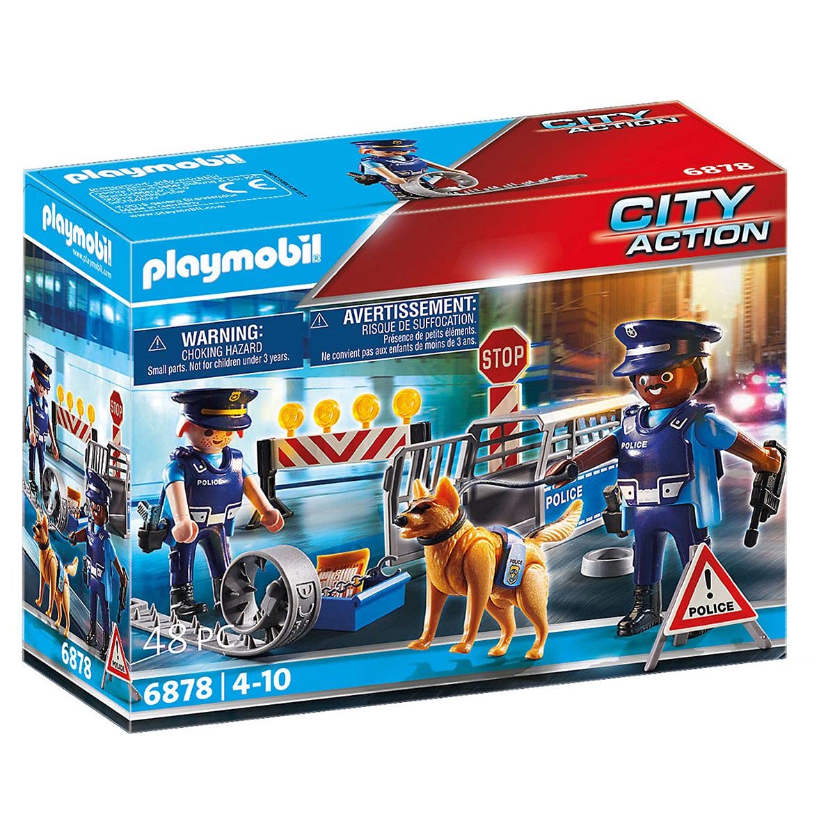 PLAYMOBIL, 6878 Polizia Giocattolo, Multicolore, Blocco stradale
