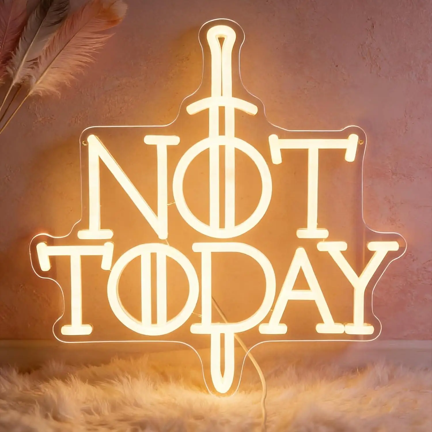 Insegna Neon "Not Today" con Spada Anime, Luce Neon per Camera da Letto, Feste, Dormitorio, Sala Giochi, Soggiorno, Decorazioni per Feste, Regali per Bambini, Decorazione da Parete