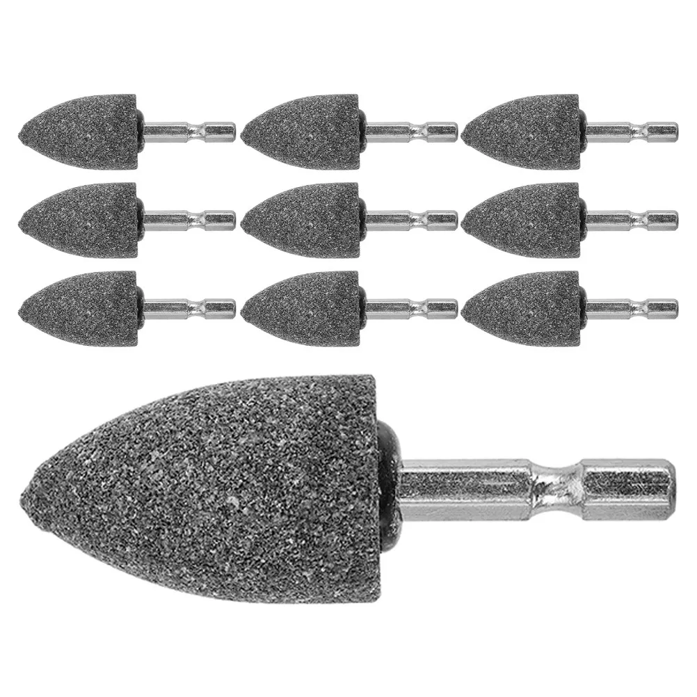 10 Pezzi di Pietre Abrasive Coniche per Utensili Rotanti con Attacco Esagonale da 25 mm, Accessorio di Precisione per Levigatura e Lucidatura per Metallo, Legno, Plastica, Uso Fai…