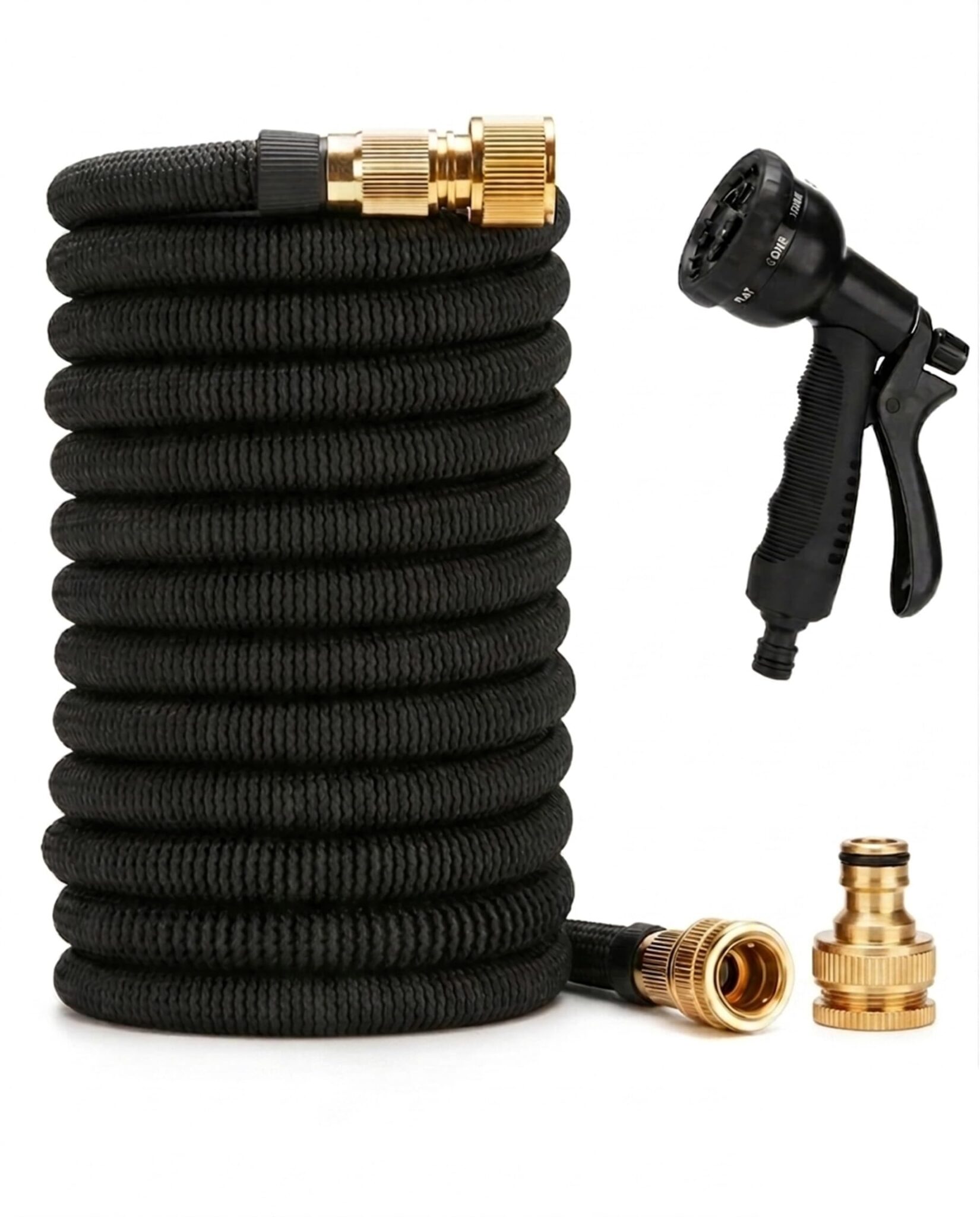 Tubo da Giardino Estensibile Ispessito 15m 50FT Canna Acqua con 8 Funzioni con Pistola Acqua Giardino & Adattatore Universale 1/2" e 3/4 per Prato, Giardino