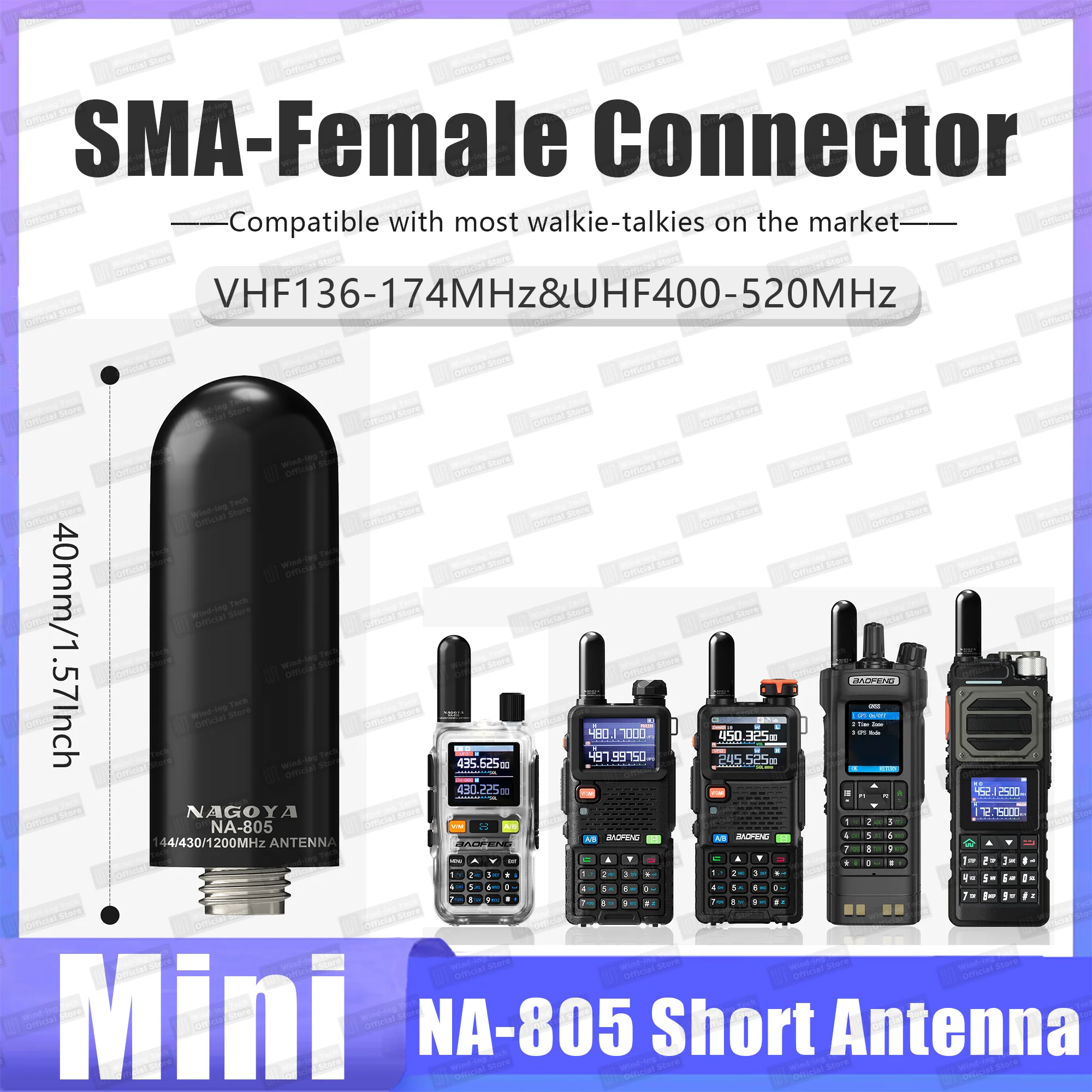 1/2/4/10PCS NA-805 Walkie Talkie Antenna VHF/UHF UV-5R MINI Antenna SMA-Femmina per Iradio Quansheng Baofeng Accessori Radio
