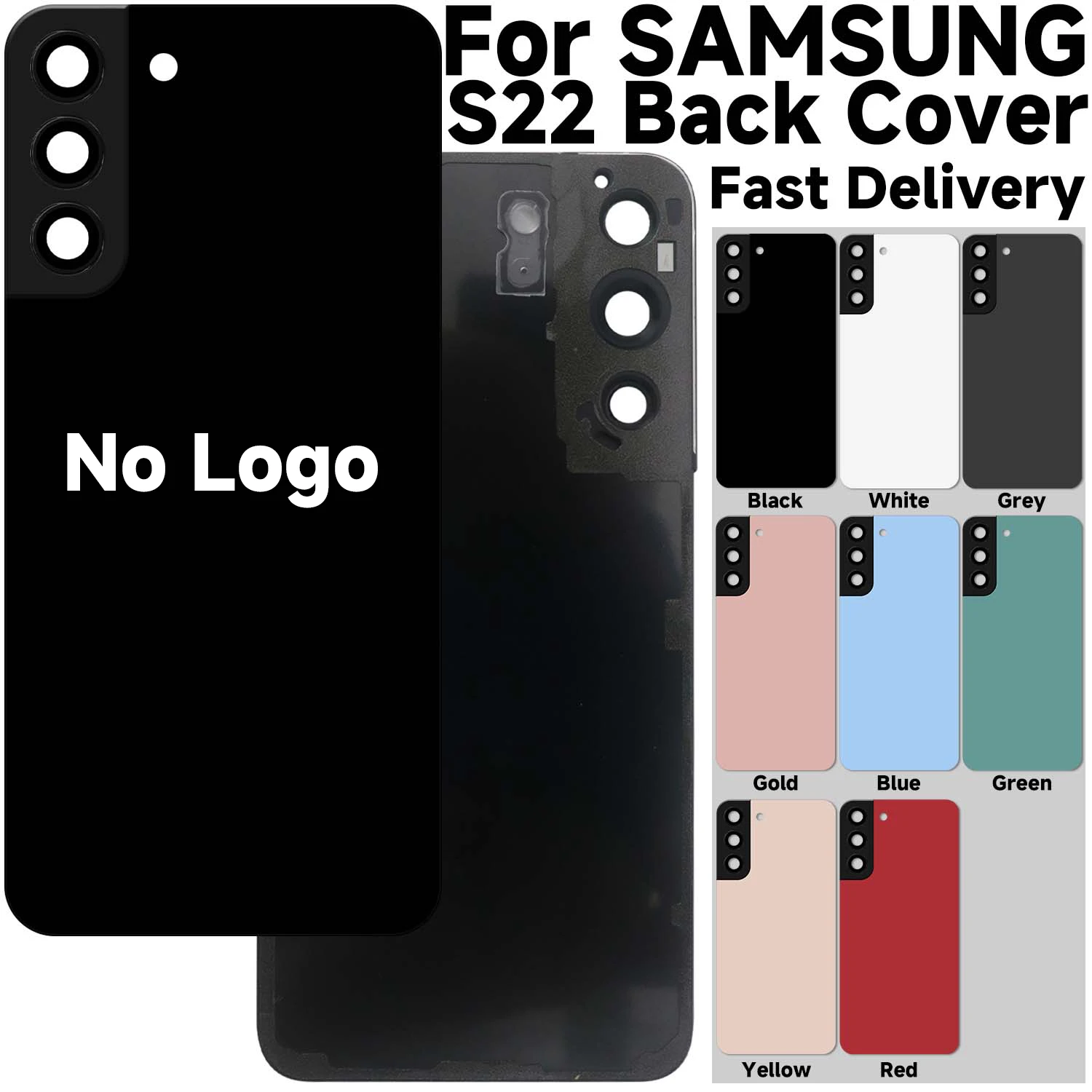 Nuova custodia in vetro per SAMSUNG S22, cover posteriore per batteria, pannello di ricambio per la parte posteriore.