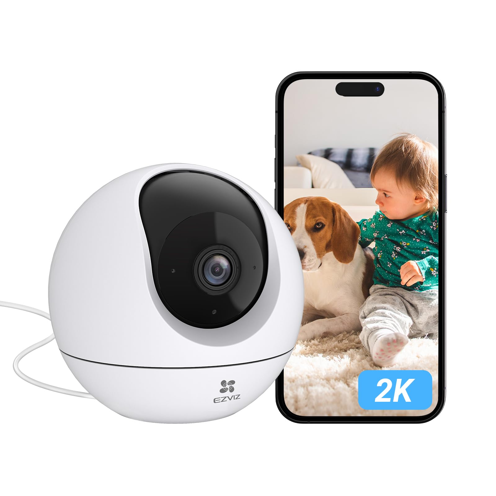 EZVIZ Telecamera IP WiFi 360° 2K Telecamera di Sorveglianza Interna, Visione Notturna Colore, AI Rilevamento Umano, Monitoraggio automatico, Audio Bidirezionale, Supporta Scheda F…
