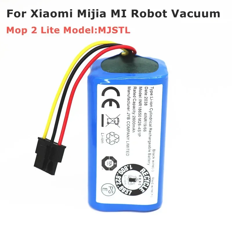 Batteria da 14,4 V 5200 mAh adatta per il robot aspirapolvere Xiaomi Mi Robot Vacuum Mop 2 Lite modello: MJSTL 18650, batteria al litio ricaricabile.
