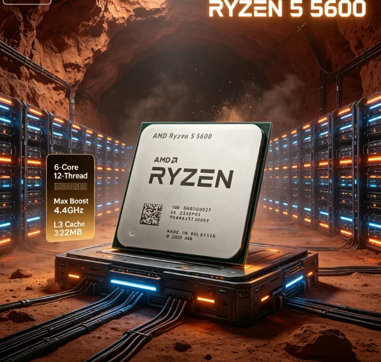 CPU AMD Ryzen 5 5600 a 6 Core e 12 Thread, 7NM Zen3, 32MB Cache, Chip per PC Desktop, Upgrade AM4 Economico, Senza Confezione