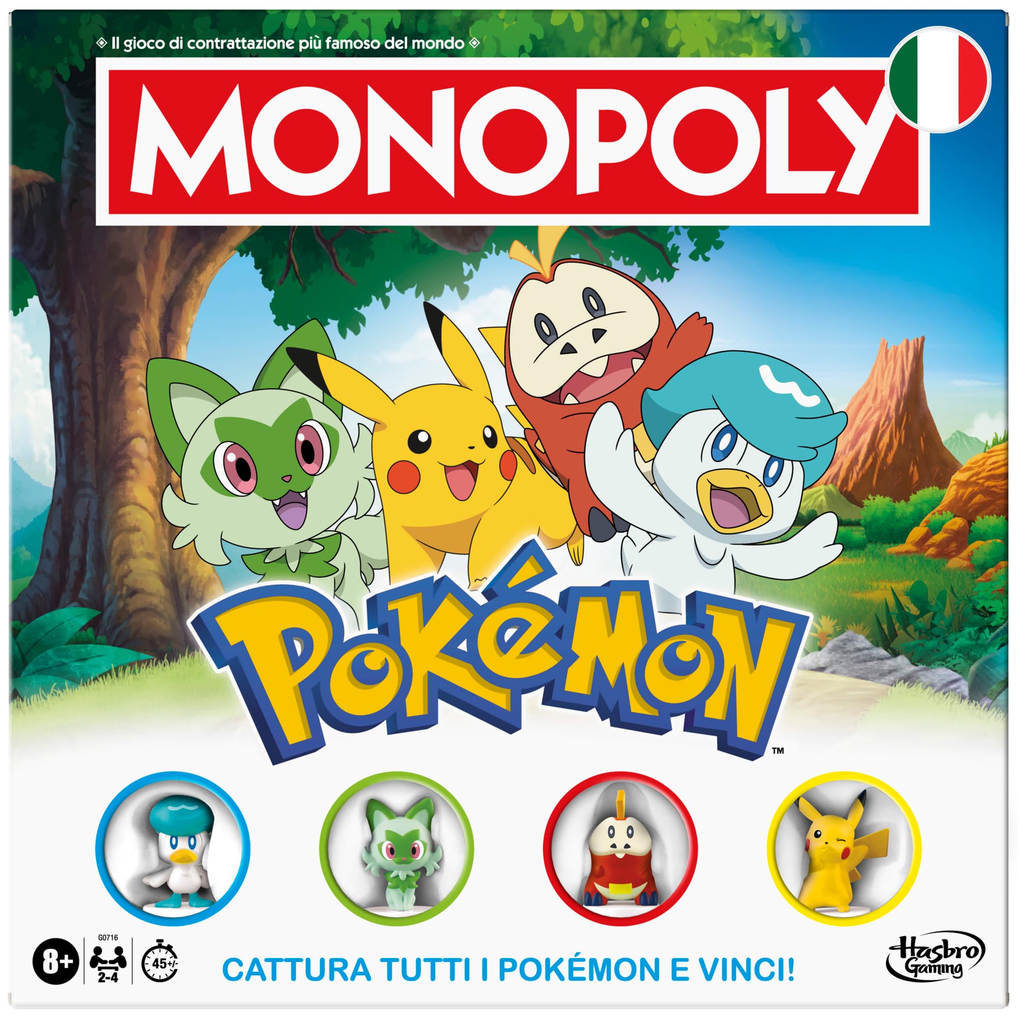 Monopoly Pokémon Edition, gioco da tavolo, giochi per bambini e bambine appassionati di Pokémon dagli 8 anni in su, giochi per famiglie - Versione Italiana