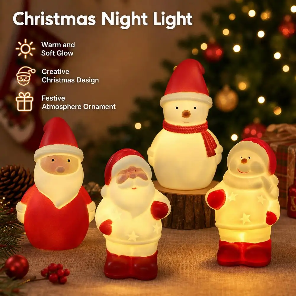 Lampada Notturna Babbo Natale Luminosa, Ornamento Natalizio, Statuetta di Babbo Natale in Vinile Infrangibile, Funzionamento a Batteria, Luce Calda