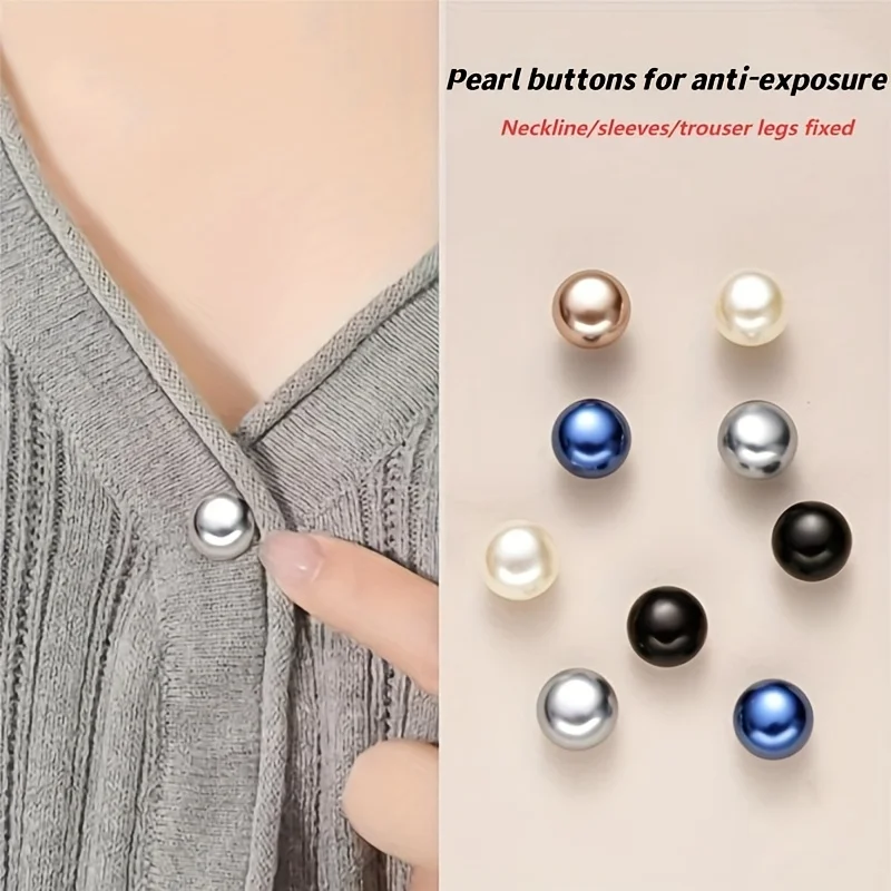 10 spille per bottoni con perle, coperture decorative per bottoni di sicurezza fai da te per scarpe, cappelli, borse, scialli, spilla fissa con fibbia ad ago per colletto