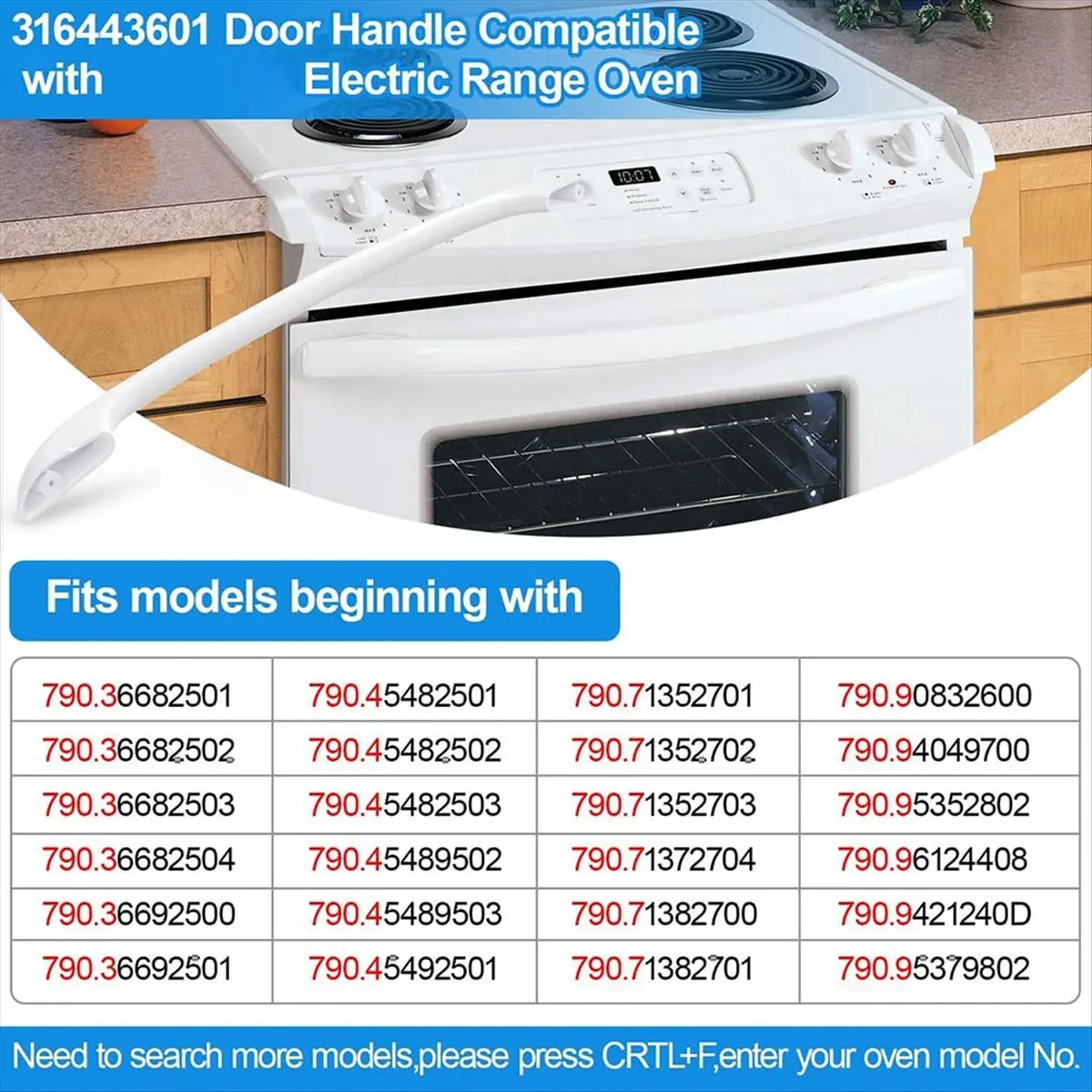 Maniglia di ricambio per forno X09A compatibile con 316443601, maniglia per forno con viti
