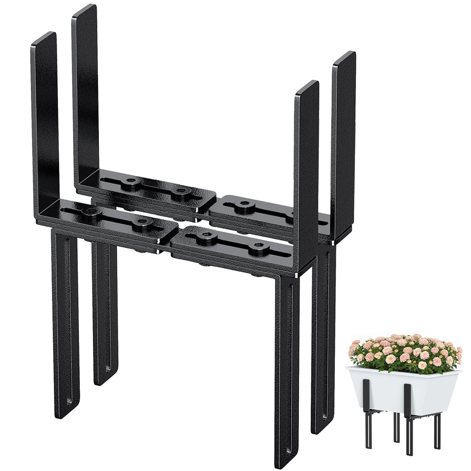 Portavasi a forma di H, supporto per fioriere da balcone, senza bisogno di forare, adatto per ringhiere da balcone da 1,5 a 32 cm e fioriere da 15-23 cm, fioriere da balcone, supp…