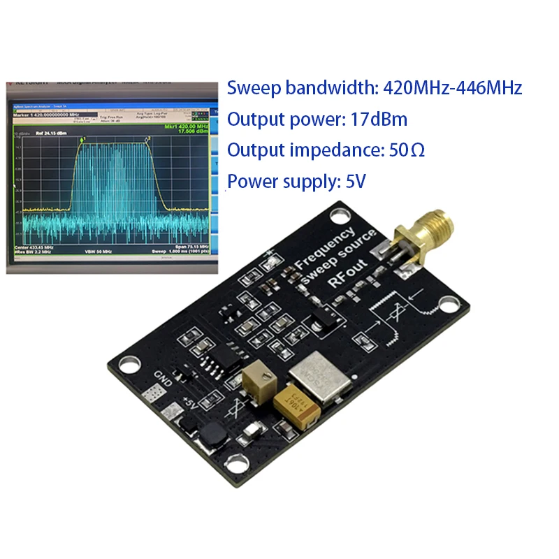 Sorgente di segnale 433 MHz Sorgente di spazzata di frequenza digitale Sorgente di isolamento del segnale di immagine Modulo RF UHF