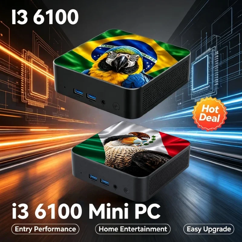 Portatile da Gaming Potente con Bandiera del New Mexico e del Brasile, Alte Prestazioni, Core i3-6100, 16GB RAM, 2TB SSD M.2, Win11, 60Hz, 4K HD per PC