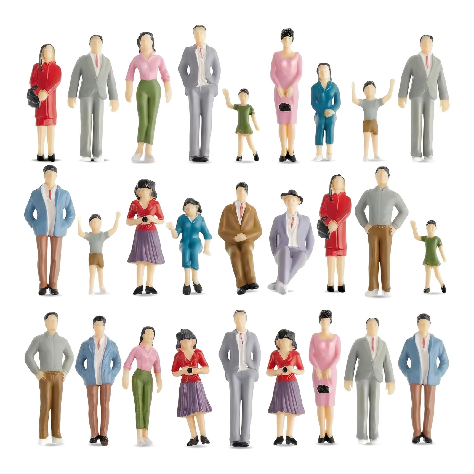 14 Pezzi di Personaggi in Miniatura Scala 1:25, Modellini di Persone per Trenini e Modelli Architettonici, Figure in Miniatura Sedute e in Piedi Scala G