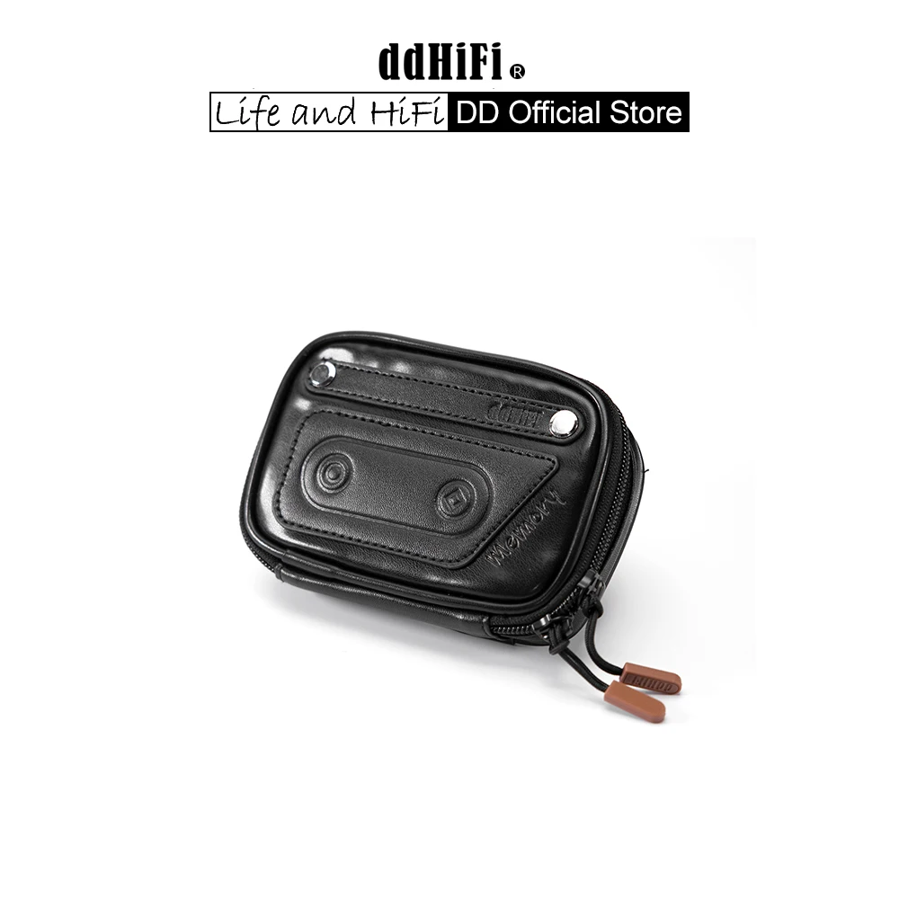 DD ddHiFi CZ120B Borsa portaoggetti per auricolari in stile retrò a forma di cassetta, antiurto con cerniera YKK per accessori audiofili TWS IEM, nero
