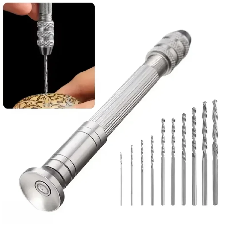 Mini Trapano Manuale 0.8-3.0mm, Utensili per Lavorazione del Legno, Attrezzo Rotante per Foratura, Punta Elicoidale Manuale, Morsa per Orologiaio, Strumenti per Riparazione Orologi