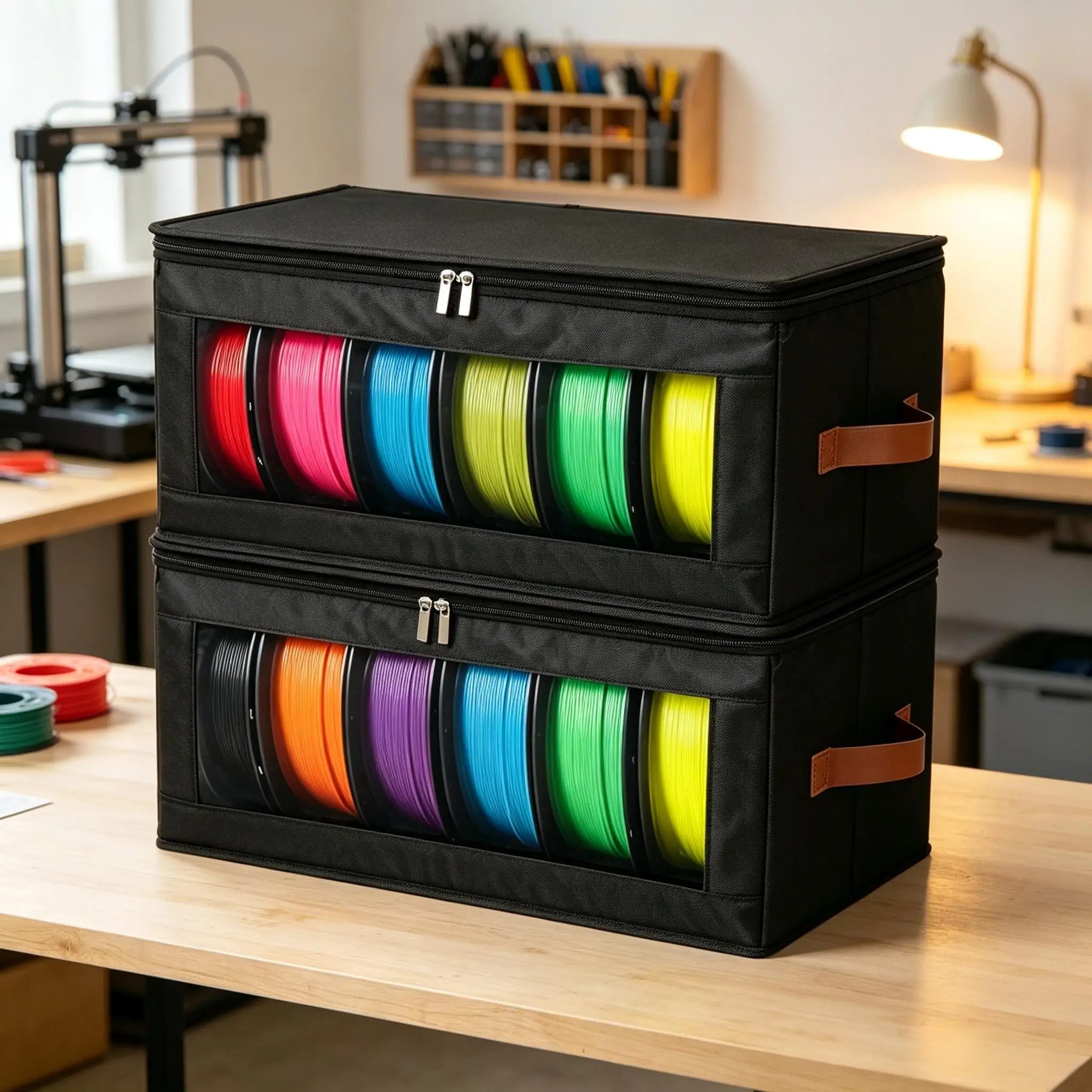 Borsa per la conservazione del filamento per stampante 3D resistente all'umidità, con finestra trasparente, pieghevole, adatta per bobine di filamento da 1 kg in PLA, PETG, TPU, A…
