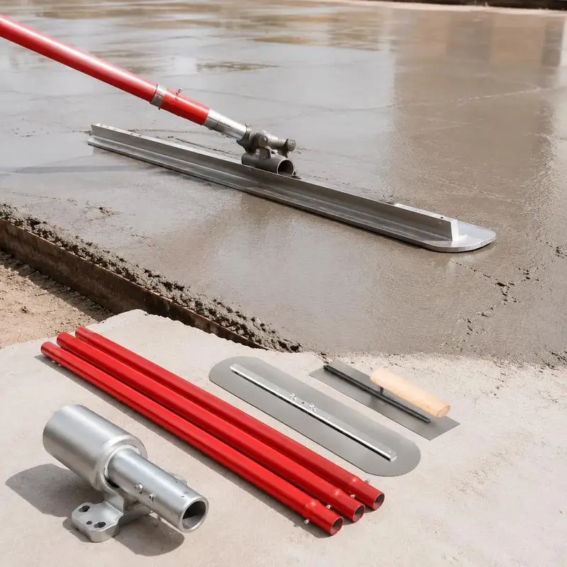 Frattazzo per calcestruzzo Bull Float 900x200 mm, set completo di attrezzi per calcestruzzo, manico lungo 3 x 1,8 m, frattazzo lisciante in acciaio regolabile per pavimenti, strum…