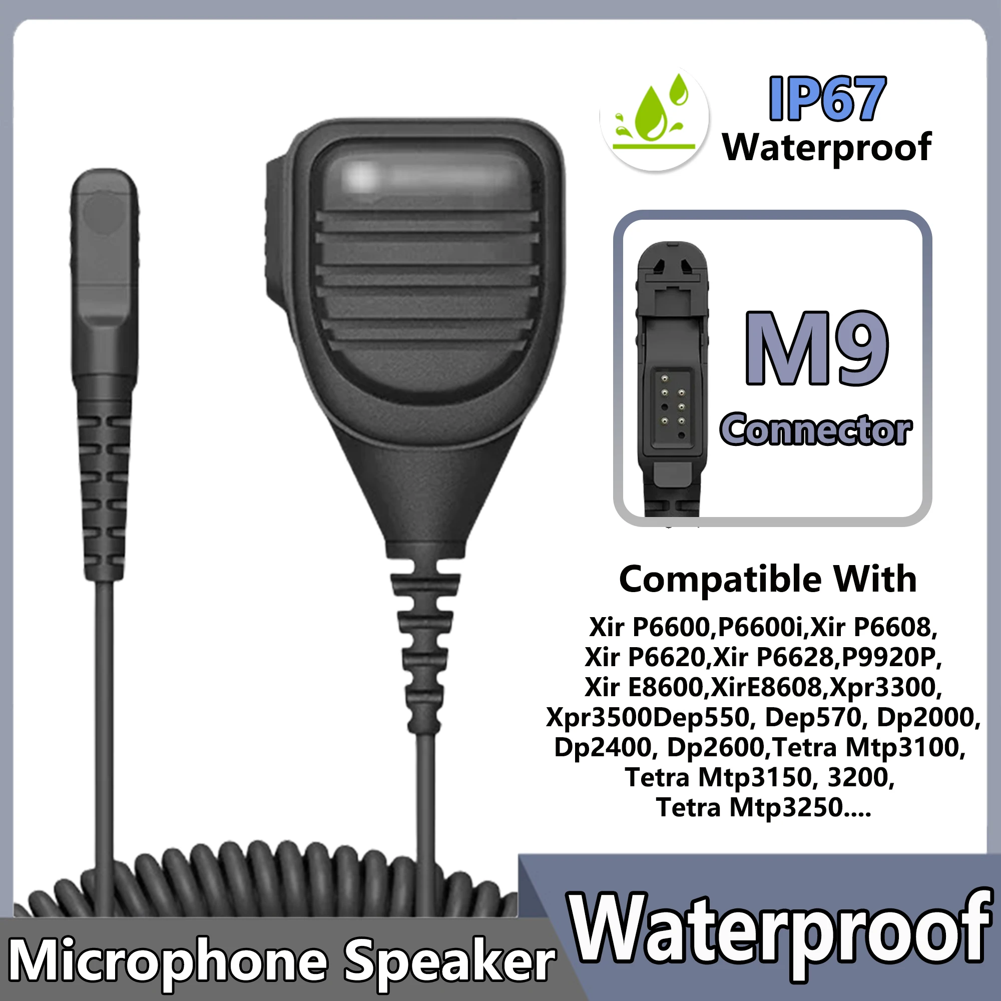 Walkie Talkie Microfono Altoparlante IP67 Jack per cuffie impermeabile compatibile con Motorola Xir P6600 P6608 P6628 E8600 Xpr3300 3500