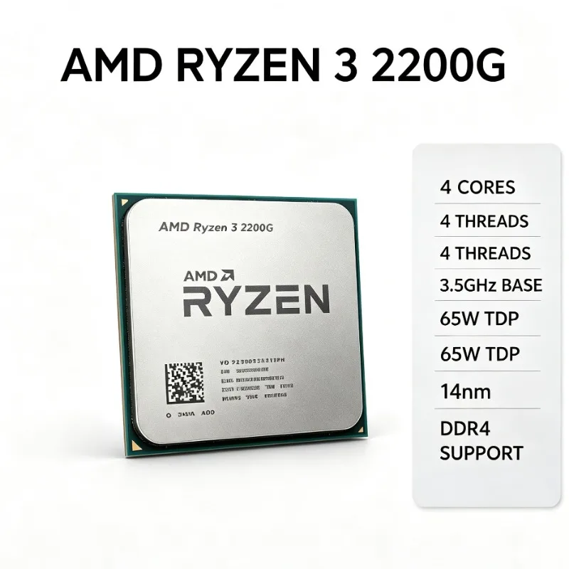AMD Ryzen 3 2200G Desktop APU 4C4T 3.5GHz Socket AM4 Processore Grafico Vega 8