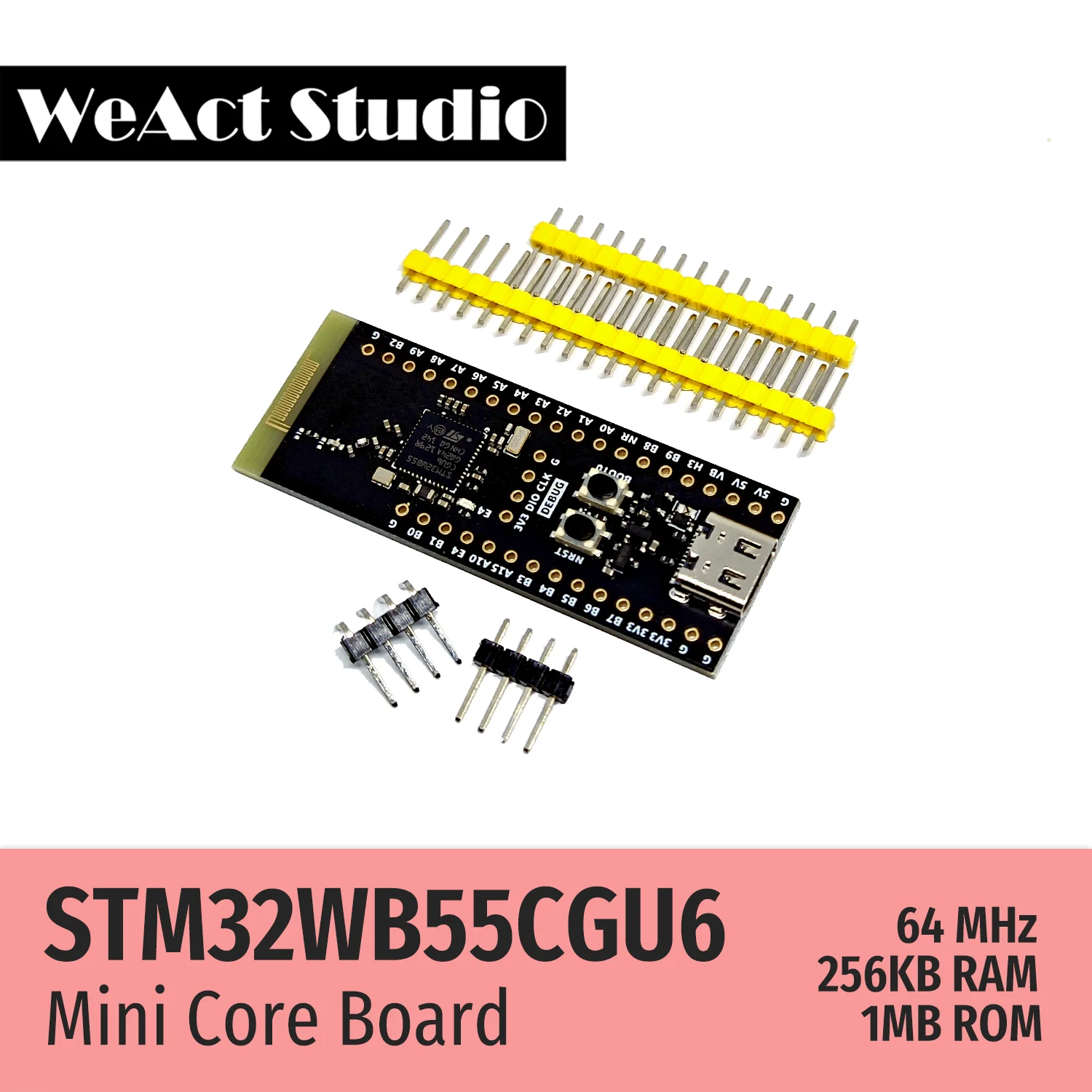 WeAct STM32WB55CGU6 STM32WB55 STM32WB STM32WB55CG BLE-5.4 802.15.4 Filettatura Zigbee Matter USB AES-256 Scheda centrale Scheda demo