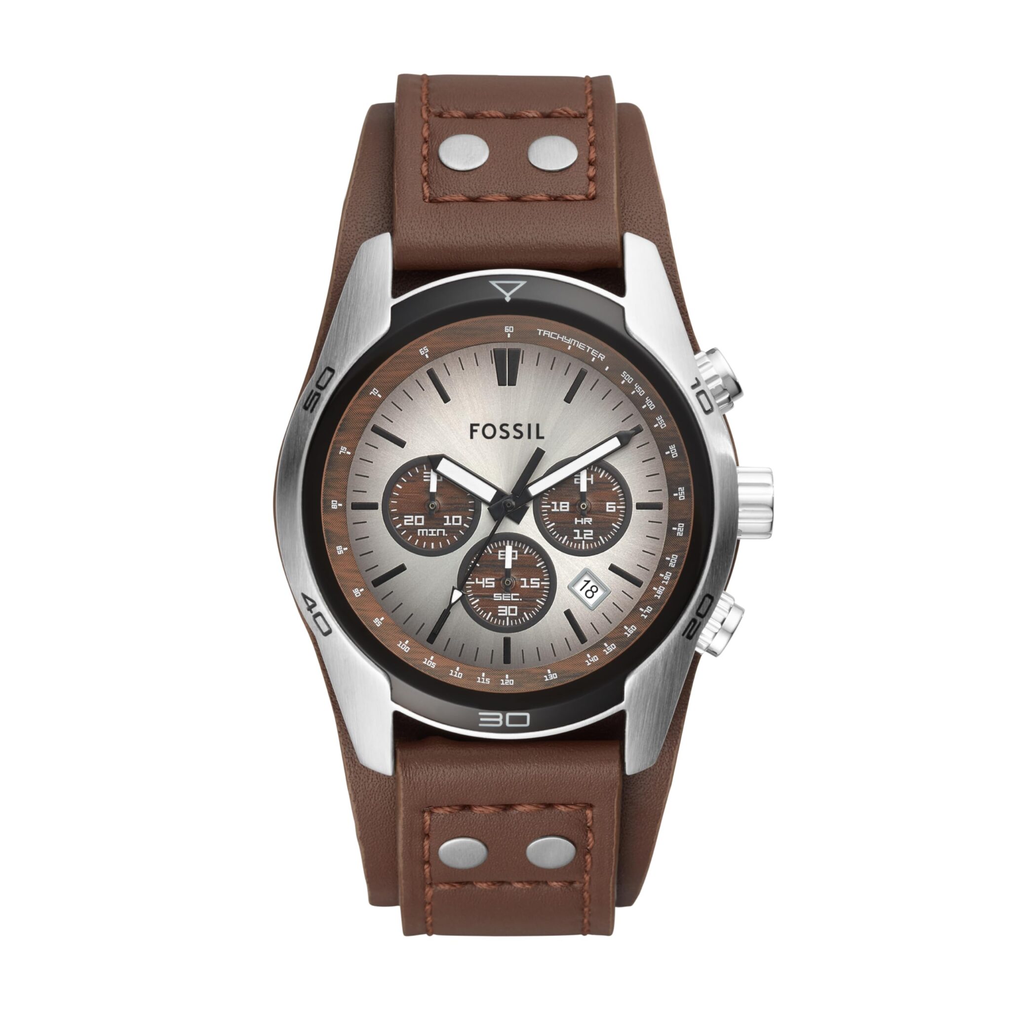 Fossil Orologio Coachman da uomo, movimento cronografo al quarzo con cinturino in pelle