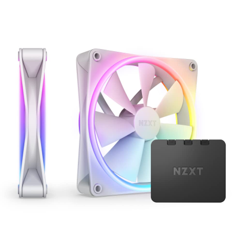 NZXT F140 RGB Duo Twin Pack - 2x Ventole RGB 140mm + Hub - Bianco | Due ventole RGB 140mm a doppio lato con controller. 20 LED indirizzabili ciascuna, prestazioni bilanciate, RGB…