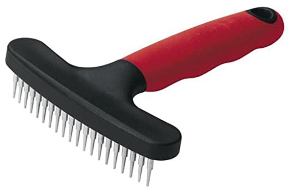 Ferplast Pettine per Cani a Rastrello per Sottomanto, Pelo Medio e Lungo – Denti corti Arrotondati, Impugnatura in Gomma Antiscivolo