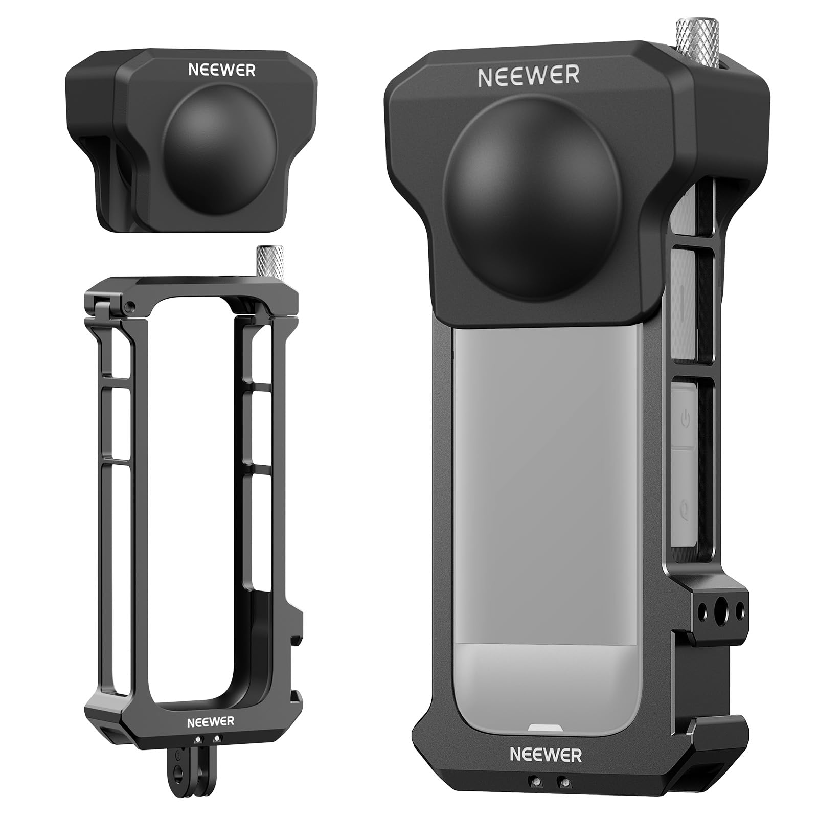 NEEWER Insta 360 X4 Action Camera Cage, Custodia Protettiva, Dita Pieghevoli Compatibile con Insta360 X4, Rig Video con Telaio in Lega Alluminio, Copriobiettivo, Nessun Assemblagg…