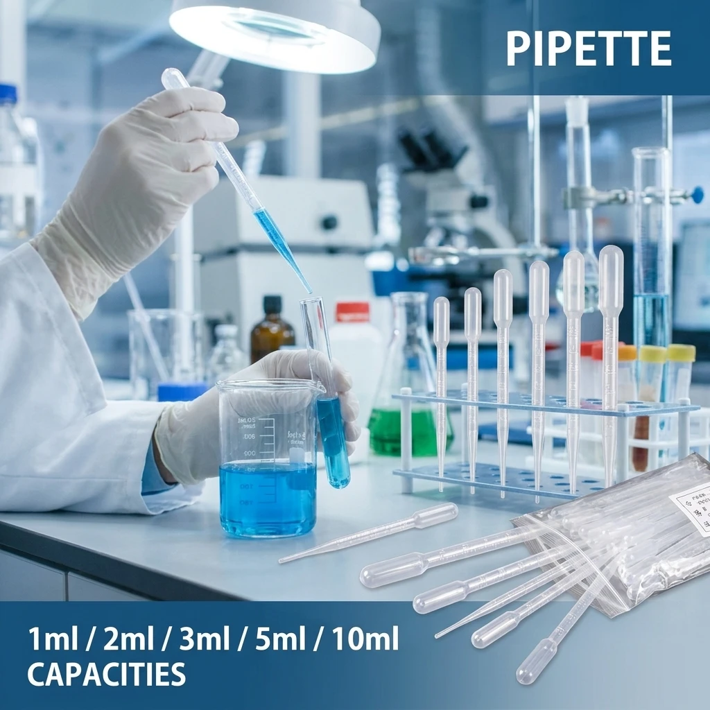 Set di 100 Pipette Monouso in Plastica da 1ml, 2ml, 3ml, 5ml, Contagocce Graduati per Laboratorio e Dispenser di Cosmetici