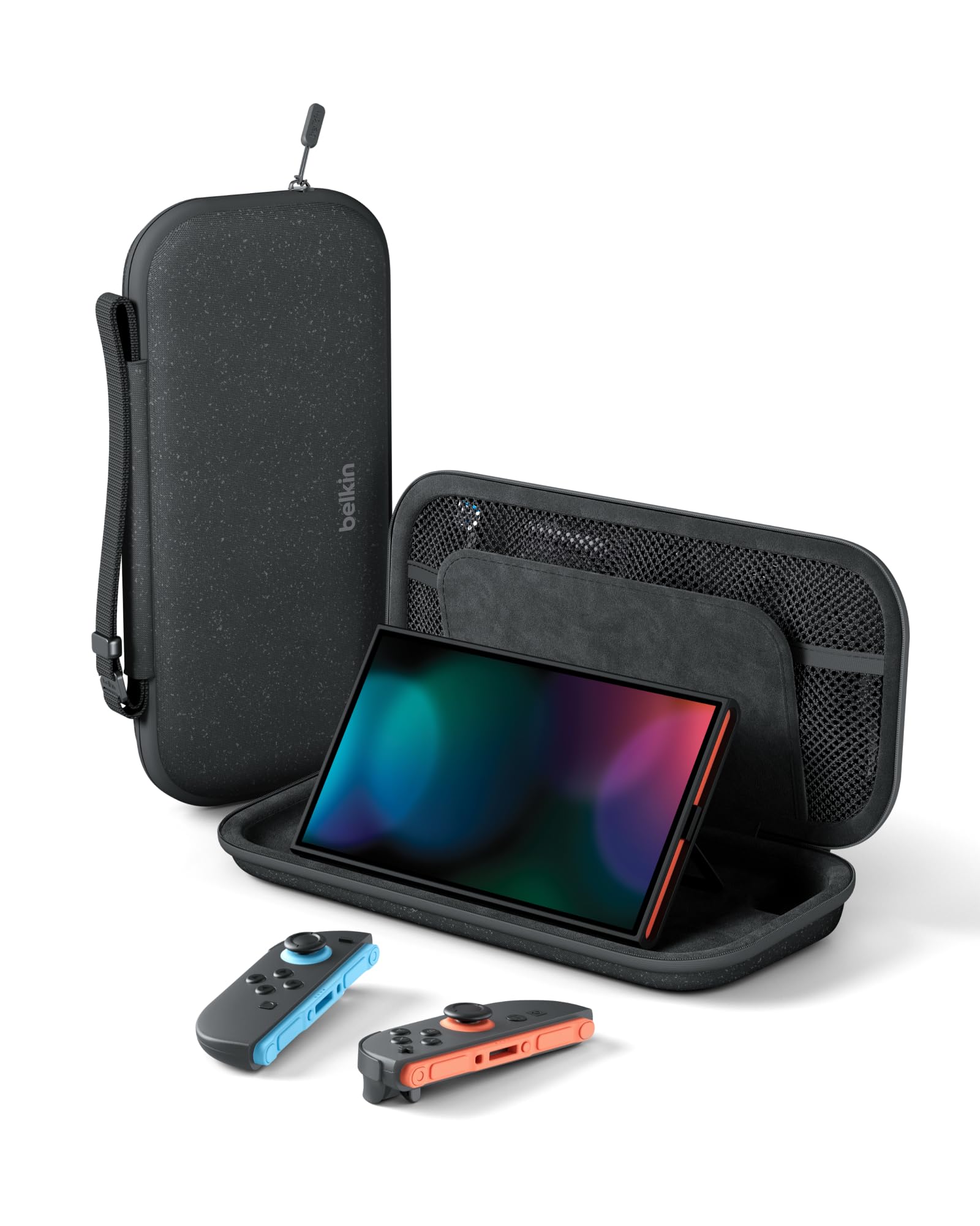 Belkin Gaming Custodia per Nintendo Switch 2, Slot AirTag, Viaggi, Carbone | Custodia da Viaggio, Leggera, Portatile, Guscio Rigido, Interno Morbido, Porta-Cartucce Giochi, Access…
