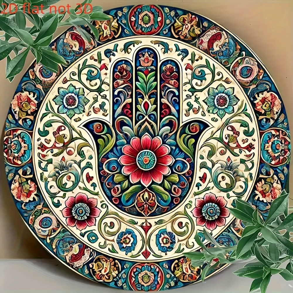 CIFBUY Decorazione da Parete Vintage in Alluminio, Impermeabile e Resistente, Placca Boho a Forma di Mano di Hamsa per Soggiorno, Caffè, Casa, Bar, Arredamento Rustico
