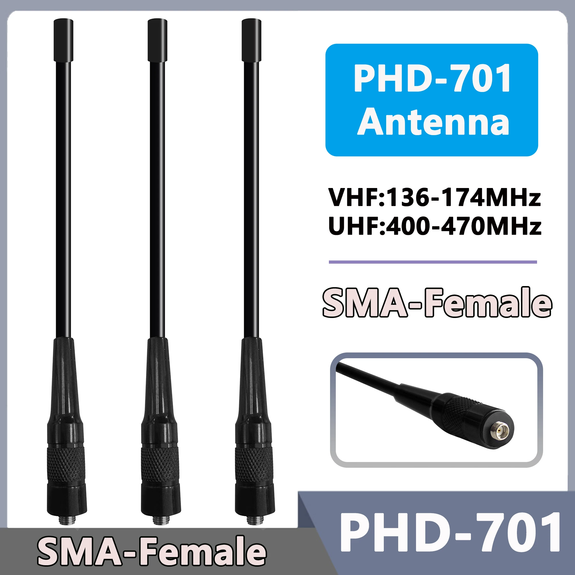 PHD-701 Antenna SMA-Femmina VHF UHF 144/430 MHz Per Walkie Talkie Baofeng UV32 DM-1701A Retevis RA685 Quansheng UVK6 Radio bidirezionale